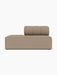 A front view of the Eave Seamline Modular Sofa, 86, Open End Left, upholstered in textured, light brown Logan Flint fabric.