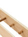 An angled close-up view of the Epoch Rack 50 in Natural Oak, highlighting the fine grain of the wood and the dowel joinery.