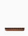 The Epoch Rack 79 in dark stained oak, a long wooden wall shelf with a raised edge and several hooks, viewed from the front.