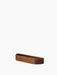 High-angle view of the Epoch Shelf 50 in dark stained wood, an oblong-shaped wall shelf, against a white background.
