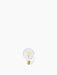 A clear, spherical Globe LED Bulb with a visible yellow filament and a brass-colored screw base on a white background.