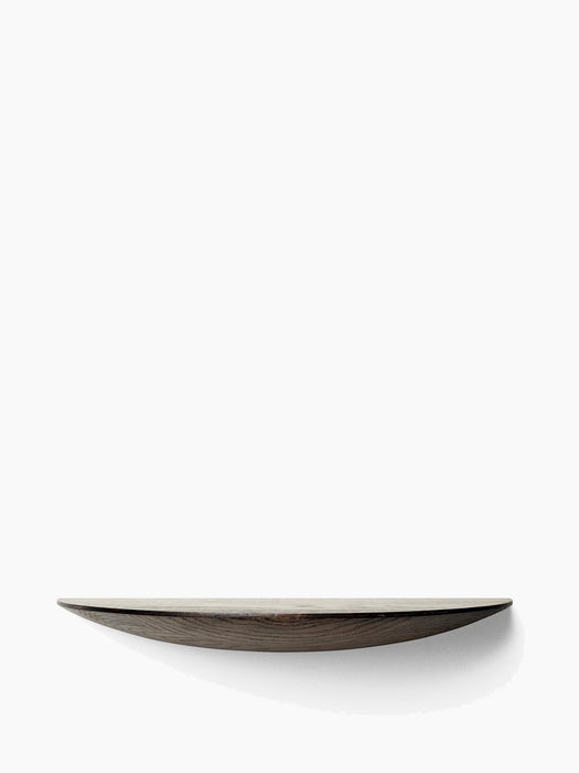 Front view of the large Gridy Fungi Shelf in dark ash, highlighting its organic, curved shape against a white background.