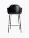 Front view of the Harbour Bar Chair, upholstered in black Dakar leather with a matching black powder-coated steel base.