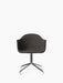 Front view of the Harbour Dining Chair with dark grey Canvas 154 upholstered seat and polished aluminium swivel star base.