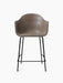Front view of the Harbour Counter Chair, upholstered in taupe Dakar leather with a slender black powder-coated steel base.