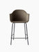 Front view of the Harbour Counter Chair, Upholstered. Features a dark taupe velvet shell and a slender, black steel base.
