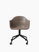 Harbour Dining Chair, Black Star Base w/Casters, shown from the front with taupe leather upholstery on a white background.