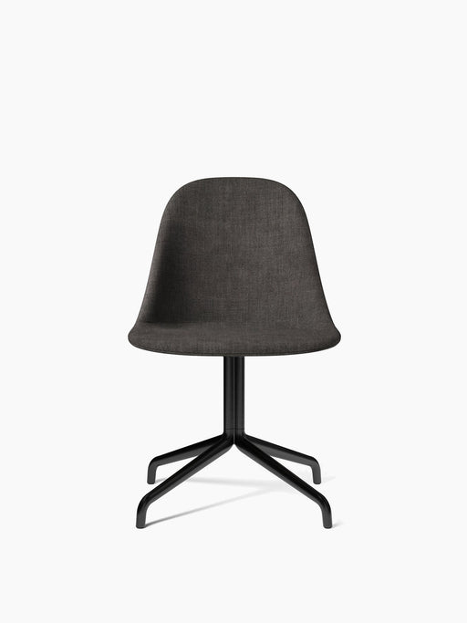 The Harbour Side Dining Chair with a black star base, shown from the front, upholstered in a dark grey textured fabric.