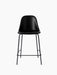 Harbour Side Counter Chair in black Dakar leather, viewed from the front, with a minimal black steel base and footrest.