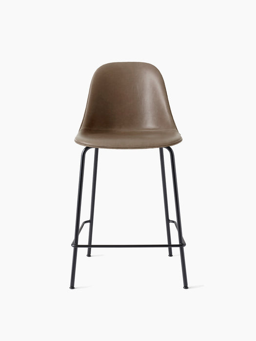 The Harbour Side Counter Chair in brown Dakar leather with a black steel frame, shown on a white background.