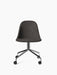 Front view of the Harbour Side Dining Chair with a dark grey upholstered seat on a polished aluminium star base with casters.