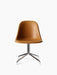 Front view of the Harbour Side Dining Chair with a light brown leather upholstered shell and a polished aluminium star base.