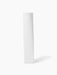 A front view of the tall, sculptural Ignus Flameless Candle. It is made of matte white bone china on a white background.