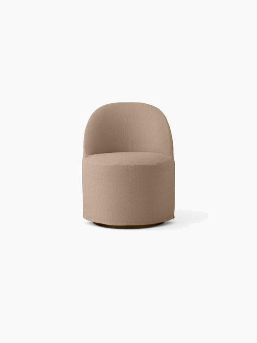 Front view of the Tearoom Club Chair with Swivel in textured Logan Flint, featuring a rounded, sculptural form.