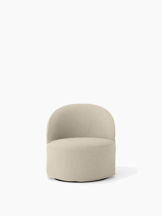 Front view of the Tearoom Lounge Chair with Swivel and Loose Cover, upholstered in a textured, light Logan Jasmine fabric.
