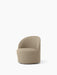 Angled view of the Tearoom Lounge Chair with Swivel, shown with its loose cover in textured, sand-coloured Logan fabric.
