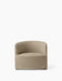 A front-facing Tearoom Lounge Chair with a curved backrest, fully upholstered in a textured, sand-coloured Logan fabric.