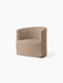 Angled view of the Tearoom Lounge Chair with a Loose Cover in textured Logan Flint fabric against a white background.