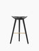 Front view of the ML 42 Bar Stool in black-stained beech with a brass footrest, shown against a plain white background.