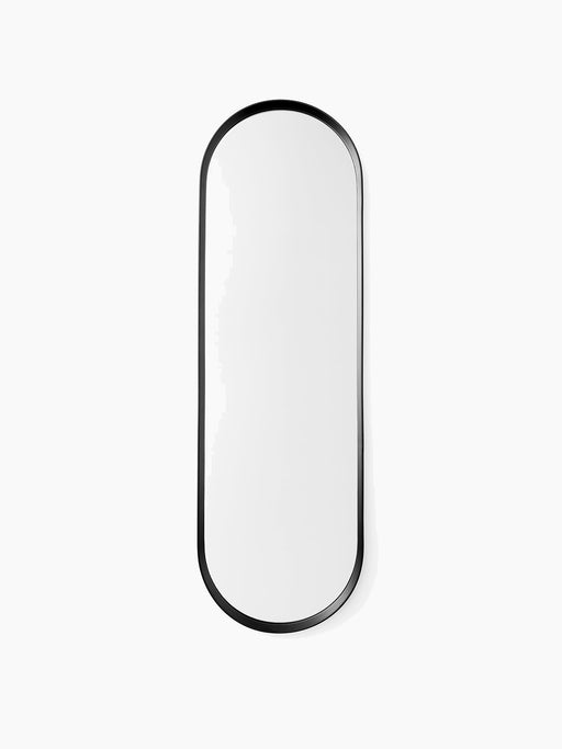 The Norm Wall Mirror Oval, featuring a minimalist design with a slim black frame against a white background.