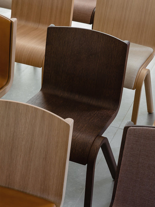 Ready Dining Chairs in various wood and upholstered finishes, shown together from an overhead perspective.