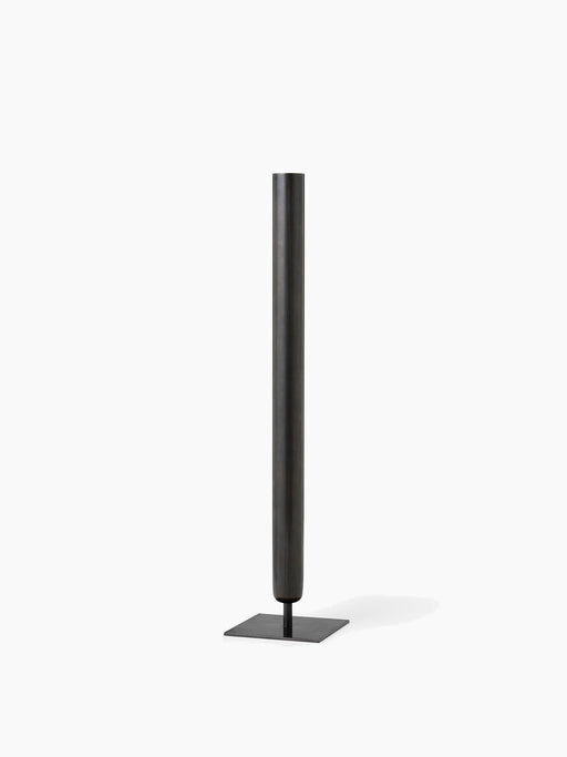 Audo Copenhagen Stance Vase H50 in bronzed brass. A tall, slender cylindrical vase with a dark finish on a flat square base.