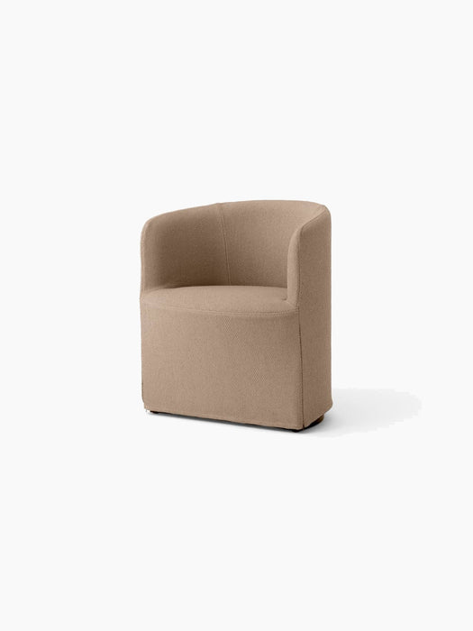 Angled view of the Tearoom Club Chair with Loose Cover in textured Logan Flint fabric, isolated against a white background.