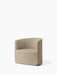 A front-angle view of the Tearoom Lounge Chair with a loose cover in textured Logan Sand fabric, against a white background.