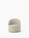 Front view of the Tearoom Lounge Chair with Swivel and Loose Cover, upholstered in a textured, light Logan Jasmine fabric.