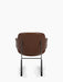 Back view of The Penguin Rocking Chair, fully upholstered in brown Dakar leather with a black powder-coated steel frame.