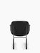 Back view of The Penguin Rocking Chair, fully upholstered in black Dakar leather with a slender black steel frame.