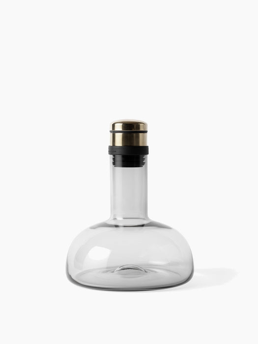 Wine Breather Carafe, Original - Smoked Glass | Brass Lid