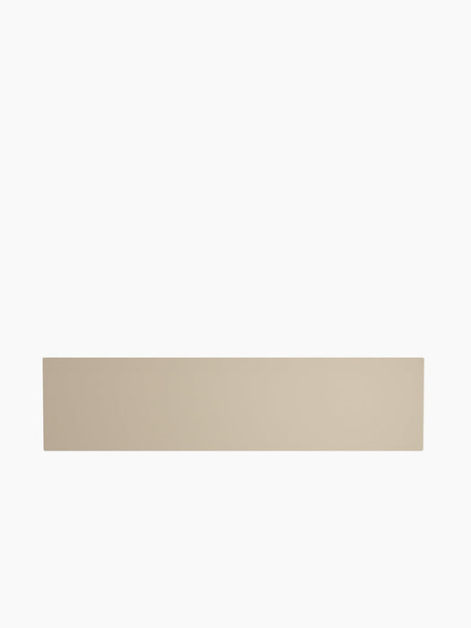 A straight-on view of the long, rectangular Zet Storage System L150 Back Panel in a solid off-white colour.