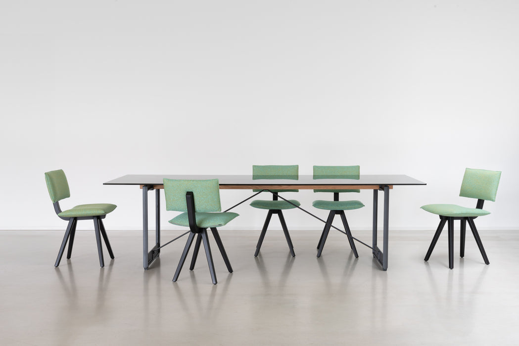 Brut Dining Table anthracite ash black glass grey smoked - ambient