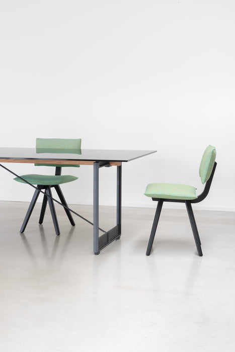 Brut Dining Table anthracite ash black glass grey smoked - ambient