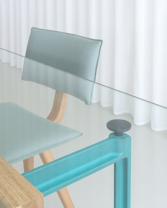 Brut Dining Table ash clear glass green oak tinted - ambient