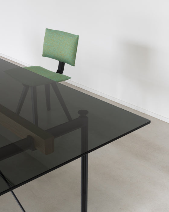 Brut Dining Table anthracite ash black glass grey smoked - ambient