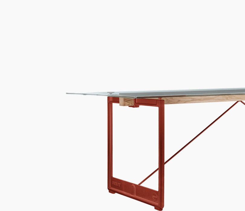 Brut Dining Table - Red / Clear Glass - studio