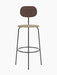 Front view of the Afteroom Bar Chair Plus with a dark stained oak backrest, beige upholstered seat, and black metal frame.