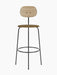 Front view of the Afteroom Bar Chair Plus with a natural oak backrest, a brown upholstered seat, and a black metal frame.