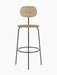 Front view of Afteroom Bar Chair Plus with a natural oak backrest, beige upholstered seat, and a slender black metal frame.
