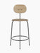Front view of the Afteroom Counter Chair Plus, with a natural oak backrest, beige upholstered seat, and a black frame