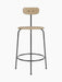 Front view of the Afteroom Counter Chair, Veneer, with natural oak seat and backrest on a minimalist black steel frame.
