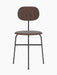 Front view of the Afteroom Dining Chair Plus in dark stained oak veneer with a black steel frame on a black background.