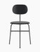 Front view of the Afteroom Dining Chair Plus in black veneer with black powder-coated steel frame against a black background.