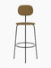 Front view of the Afteroom Bar Chair Plus, fully upholstered in a brown textured fabric with a slender black metal frame.