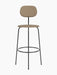 Front view of Afteroom Bar Chair Plus, Fully Upholstered, with a black steel frame and beige upholstered seat and backrest.
