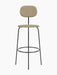 Front view of the Afteroom Bar Chair Plus, Fully Upholstered, with beige upholstered seat and back on a black metal frame.