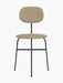 Front view of the Afteroom Dining Chair Plus with beige bouclé upholstery on a slender, black powder-coated steel frame.