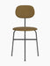 Front view of the Afteroom Dining Chair Plus, with textured brown upholstery and a slim, black metal frame.